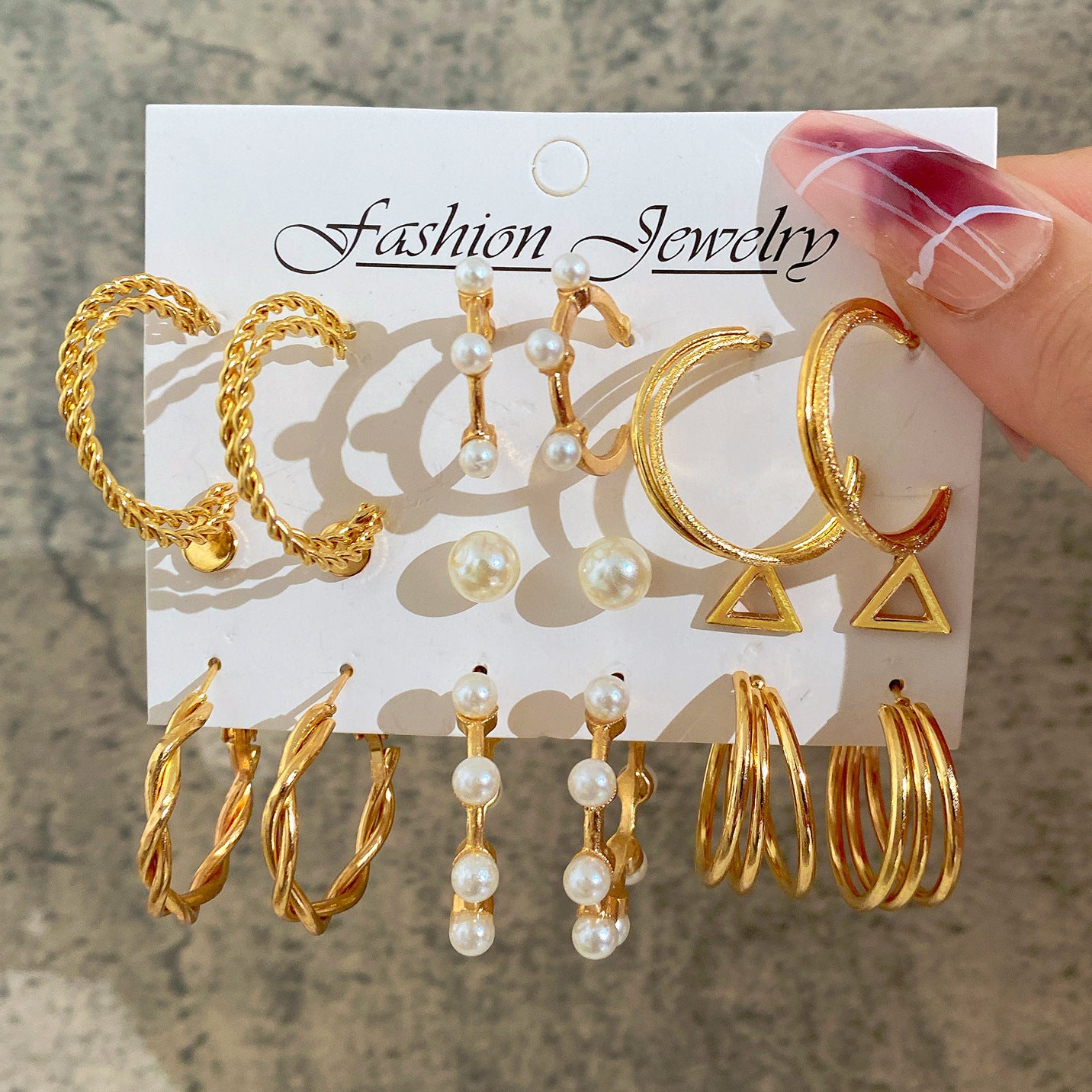 Vintage Pearl Metal Gold Heart Butterfly Geometric Rings