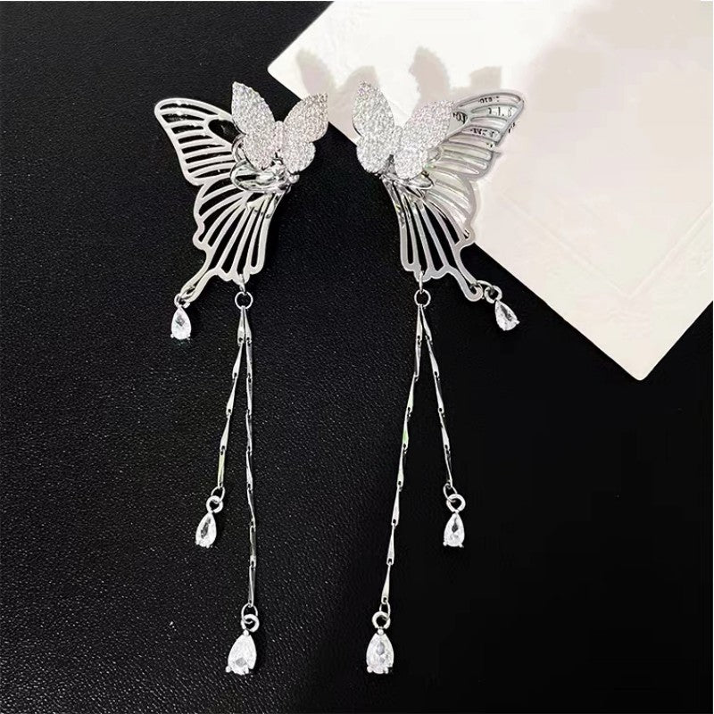 Super Fairy Exquisite Butterfly Rhinestone Tassel Bone Fashionable Elegant Rings