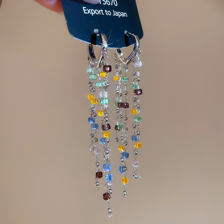 Sier Needle Acrylic Colorful Flower Sweet Earrings