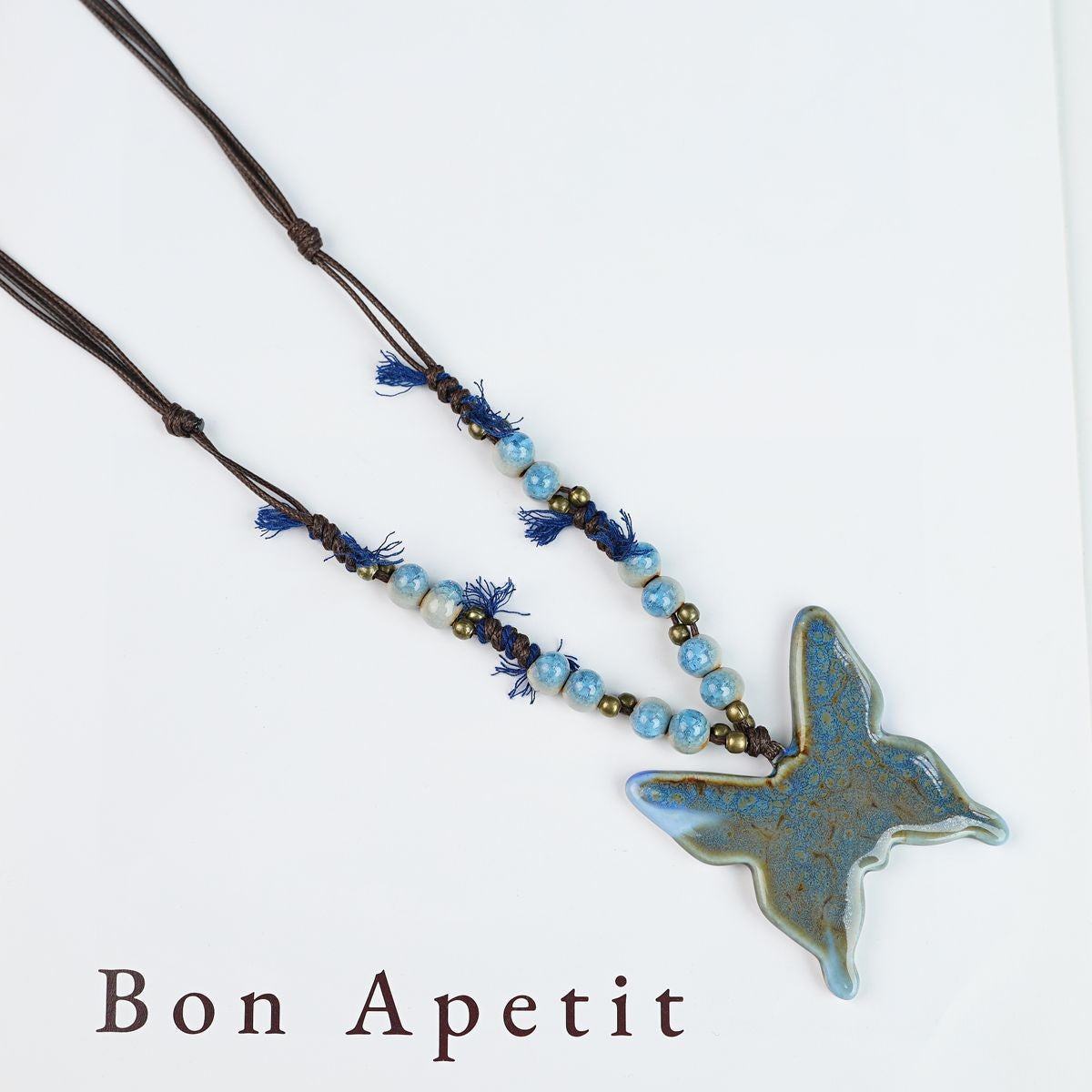 Peace Fu National Fashion Vintage Ceramic Female Longevity Necklaces