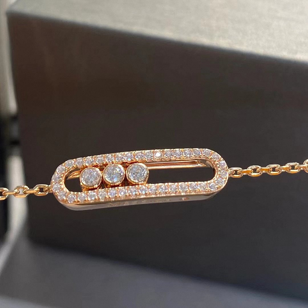 Light Luxury Diamond Three Mobile Female Sliding Geometric V Bracelet