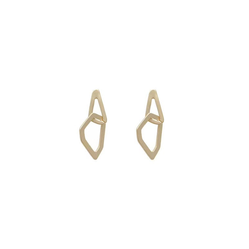 Matte Gold Irregular Female Sier Needle Cold Earrings