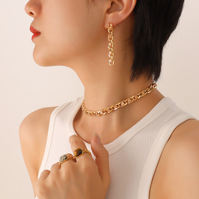 Colorful Zircon Diamond Light Luxury Delicate Jewelry Set