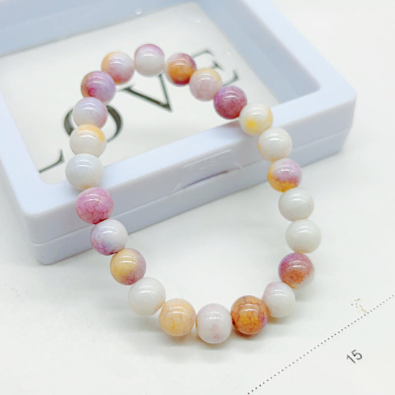 Bracelets ronds couleur bonbon, glace brisée, fissure