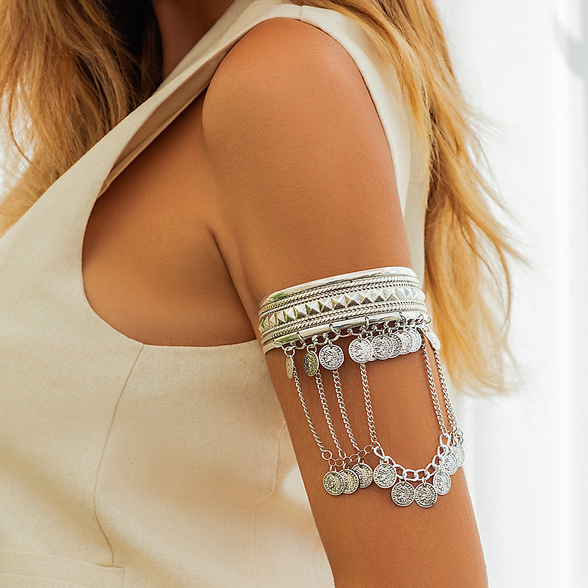 Cowboy Style Metal Coin Tassel Ethnic Bracelets