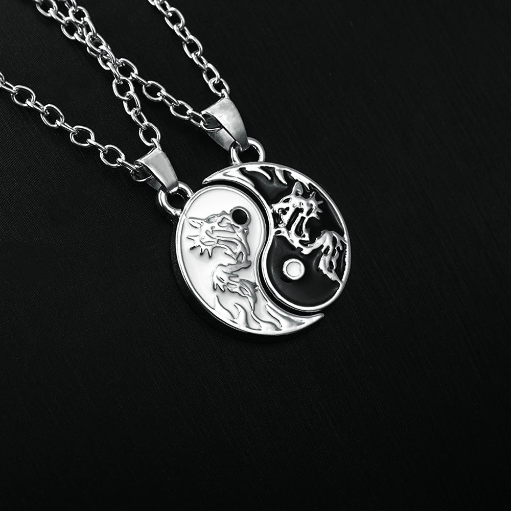 Good Friend Round Stitching Alloy Enamel Pendant Can Necklaces