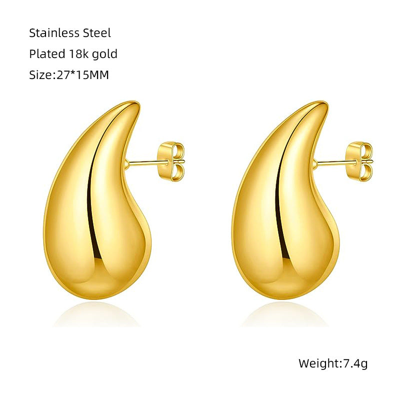 Women's Design Gold Chubby Water Drop Titanium Earrings