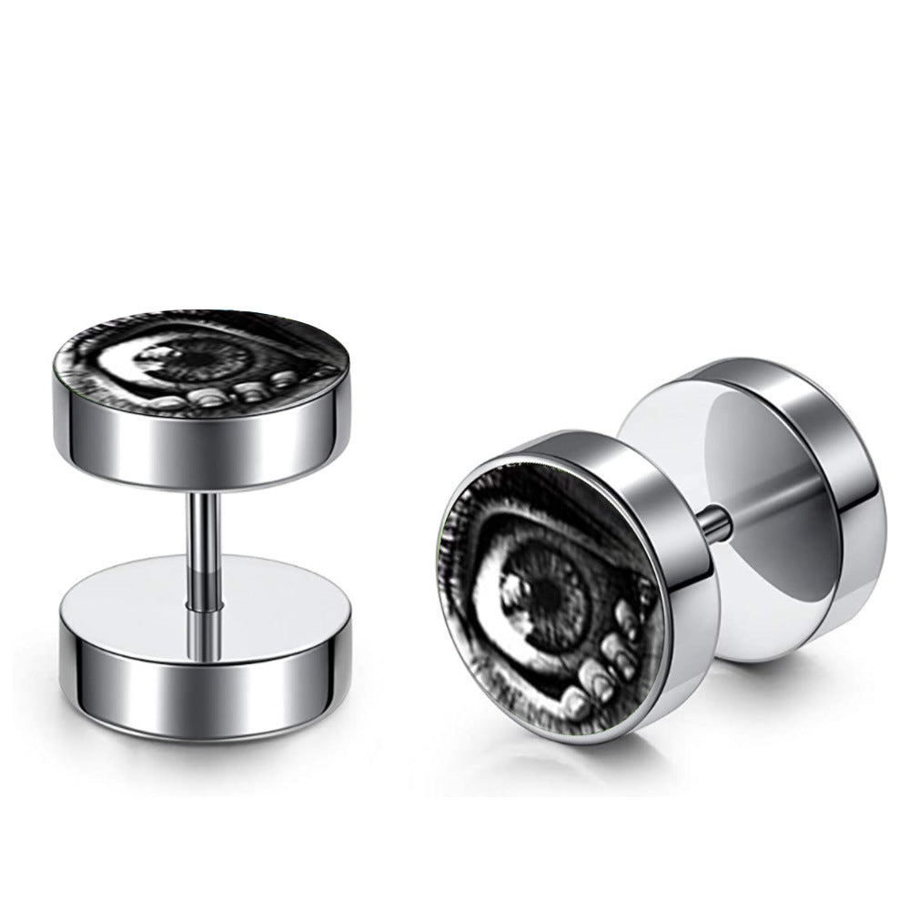 Men's Steel Barbell Fashion Dumbbell Black Street Hipster Korean Style Rings