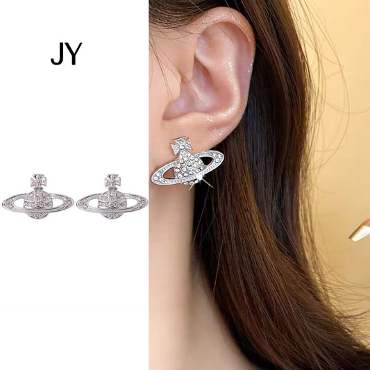 Classic Planet Sier Needle Simple Niche Ear Earrings