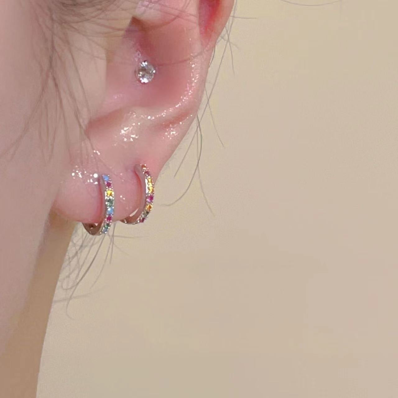 Private Collection Sweet Cool Colorful Zircon Female Niche Design Light Ear Buckle