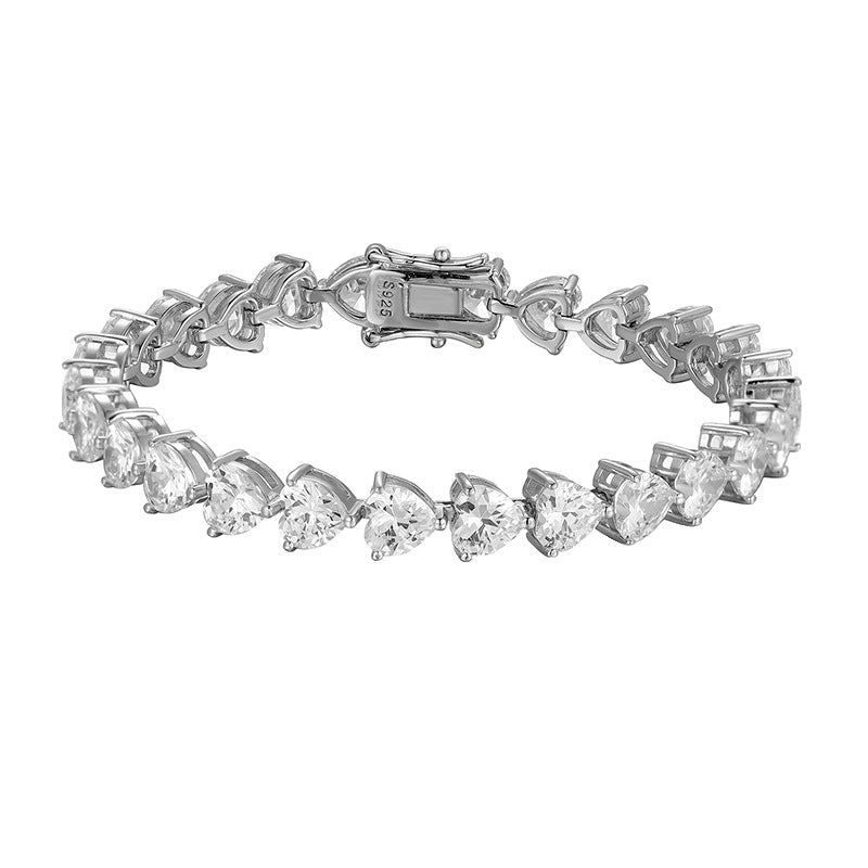 Damen-Herz-Armbänder aus Sterlingsilber, schlicht, modisch, trendig