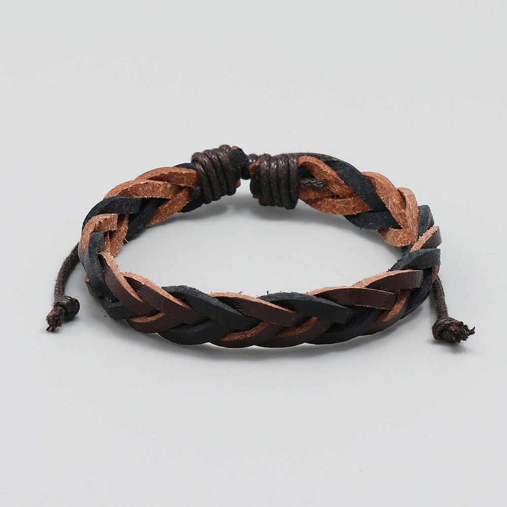 Men's Ornament Simple Handmade Woven Leather Pull Bracelets