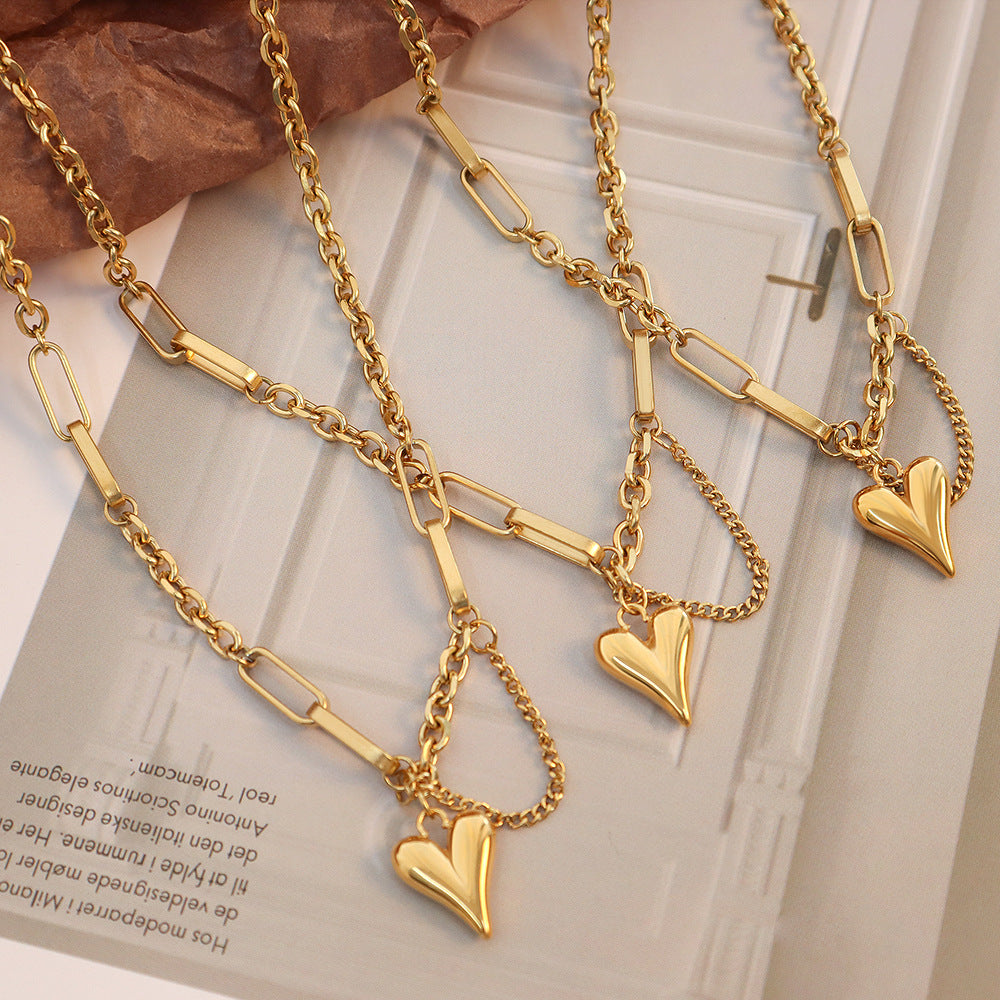 Commuter Love Stainless Steel Real Gold Personalized Cold Style Peach Jewelry Set