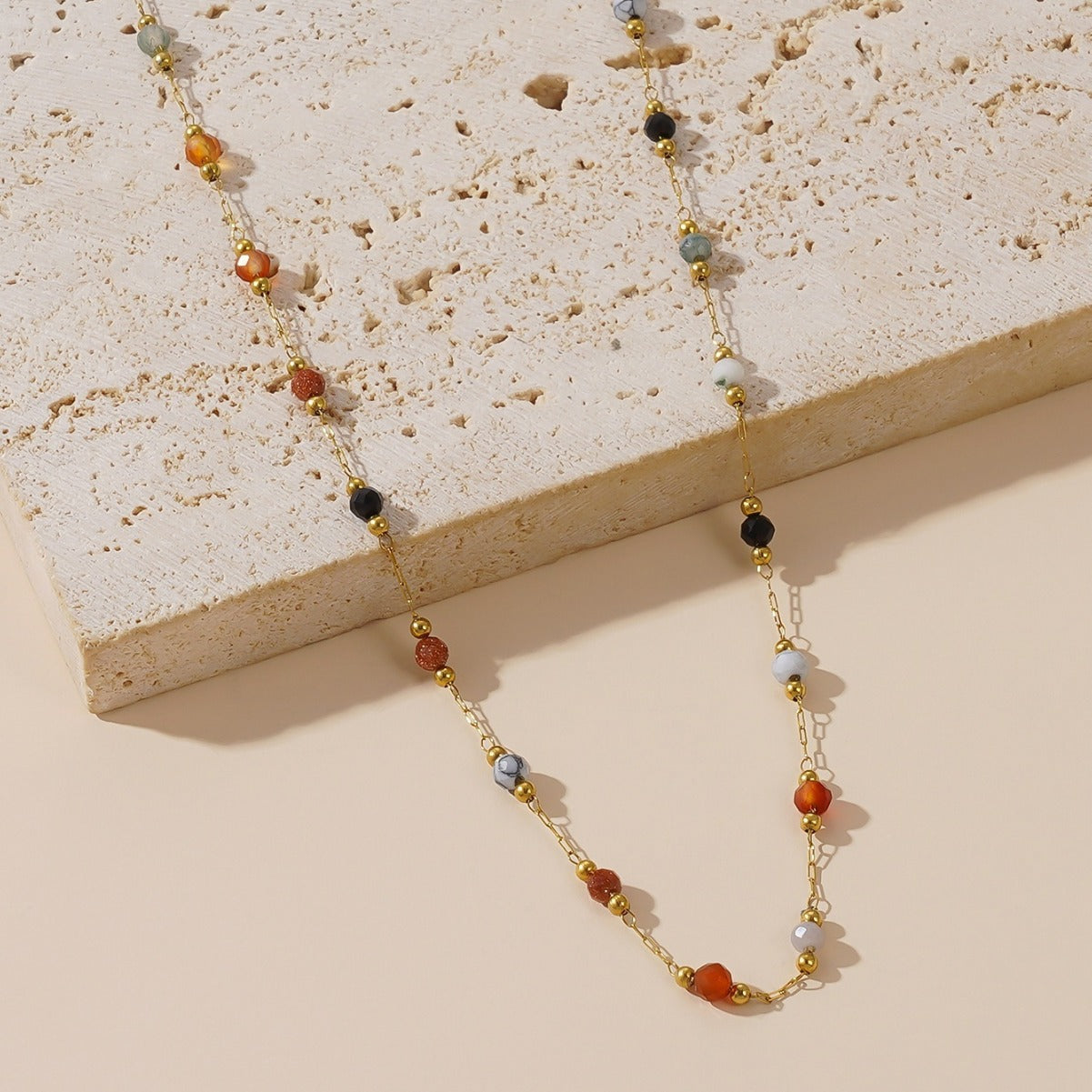 Women's High-grade Gold Clavicle Chain Natural Stone Jewelry Set