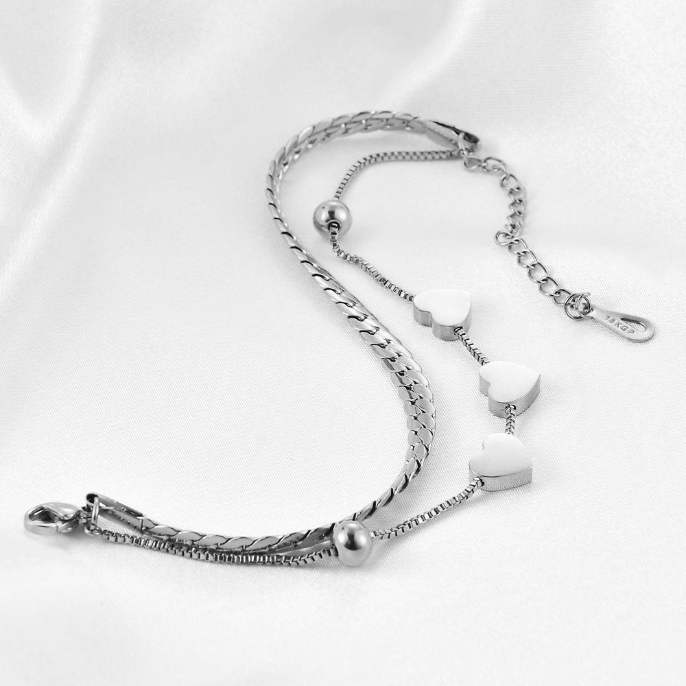 Love Heart Simplicity Gold Stainless Steel Bracelet