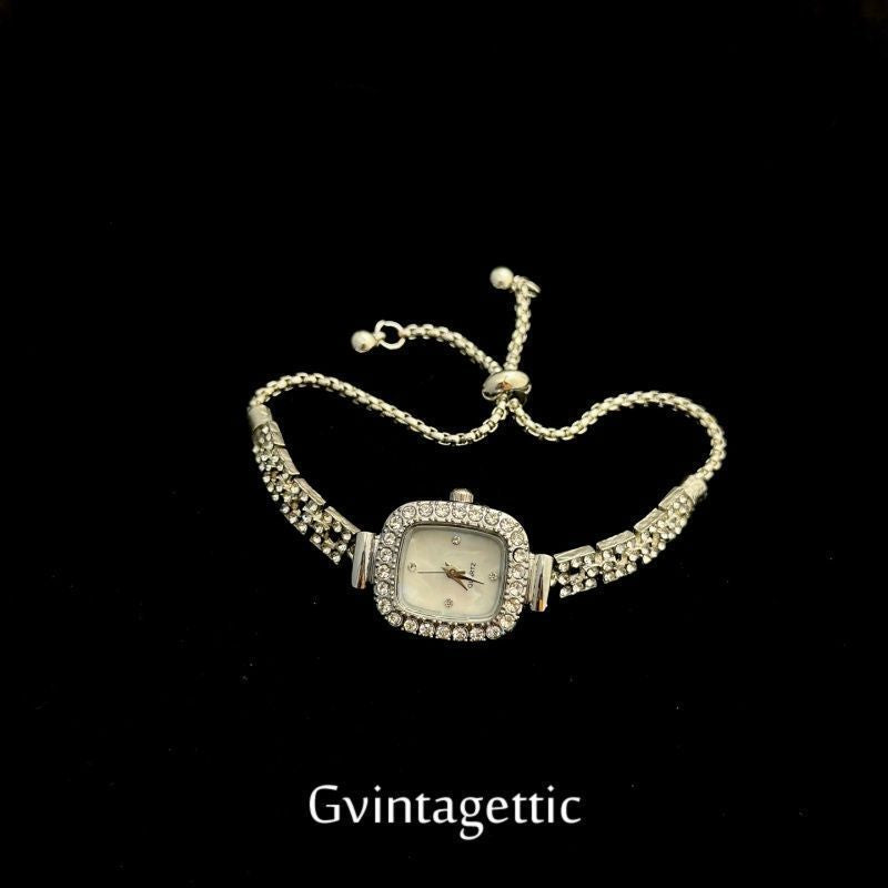 Women's Pink Full Diamond Watch High-grade Temperament Entry Lux Pulling Bracelets