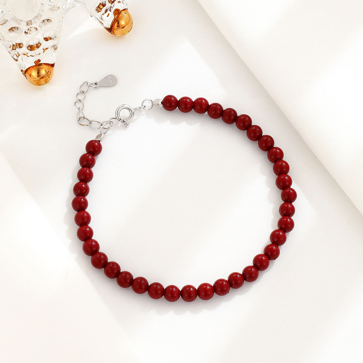 Bracelets de minorité capricieuse en perles de sable rouge et d'argent pour femmes