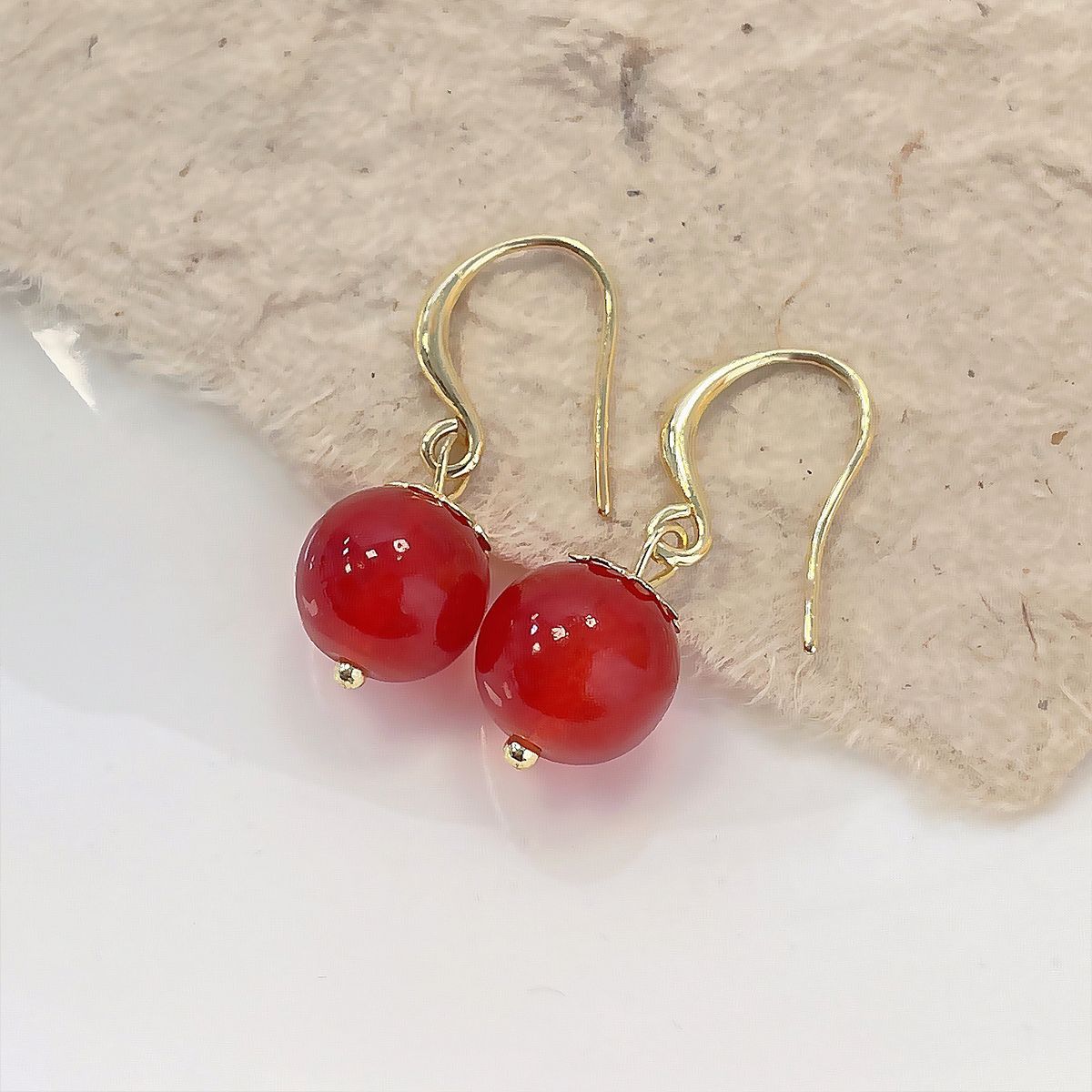 Temperament Red Jade Ear Hook Female Retro Festive Earrings