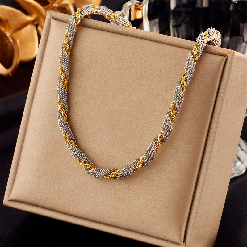 Women's Hand-woven Twist Chain Gold-plated Stainless Steel Jewelry Set