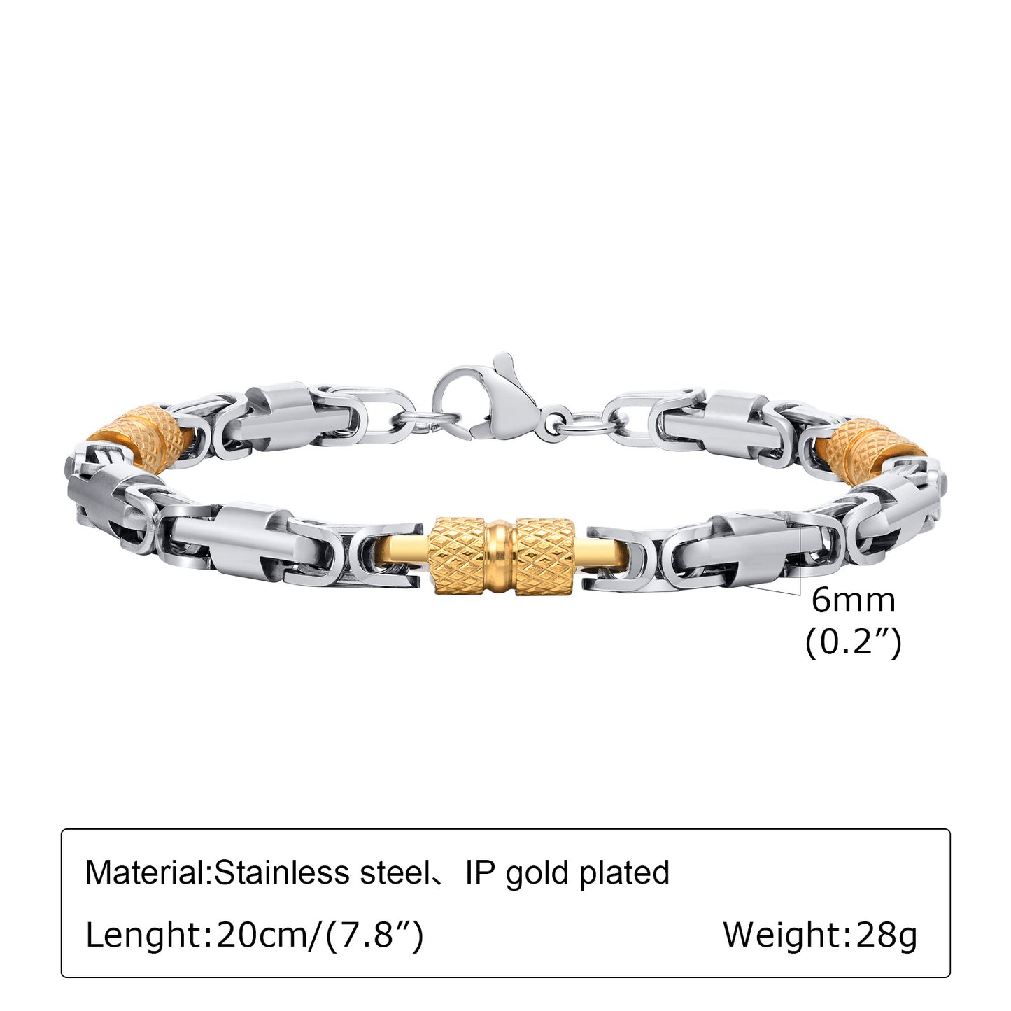 Men's Stainless Steel Byzantine Handmade Chain Room Electric Black Bracelets