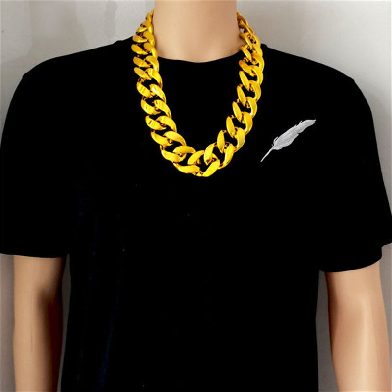 Men's Hip Hop Exaggerated Simulation Chain Plastic Gold Personalized Performance Funny Necklace
