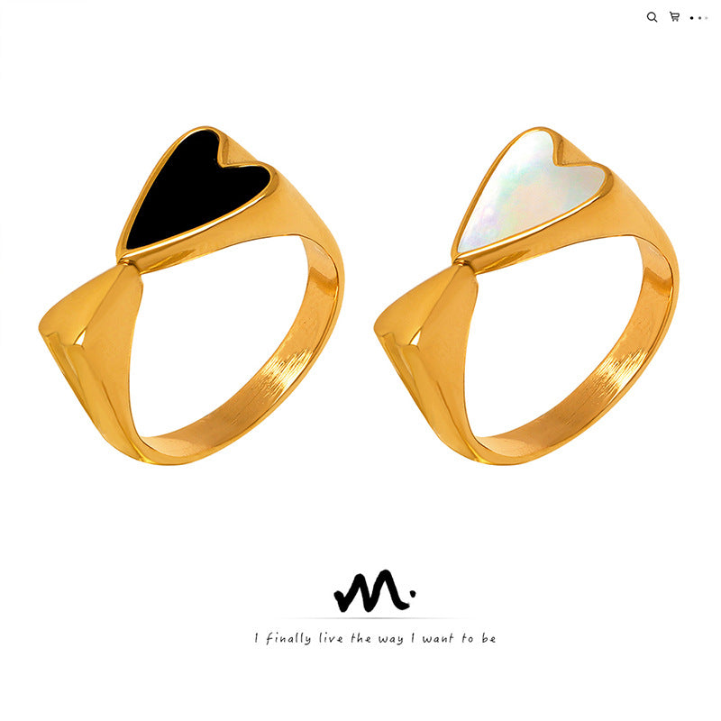 Women's Heart-to-heart Print Simple And Fashionable Korean Rings