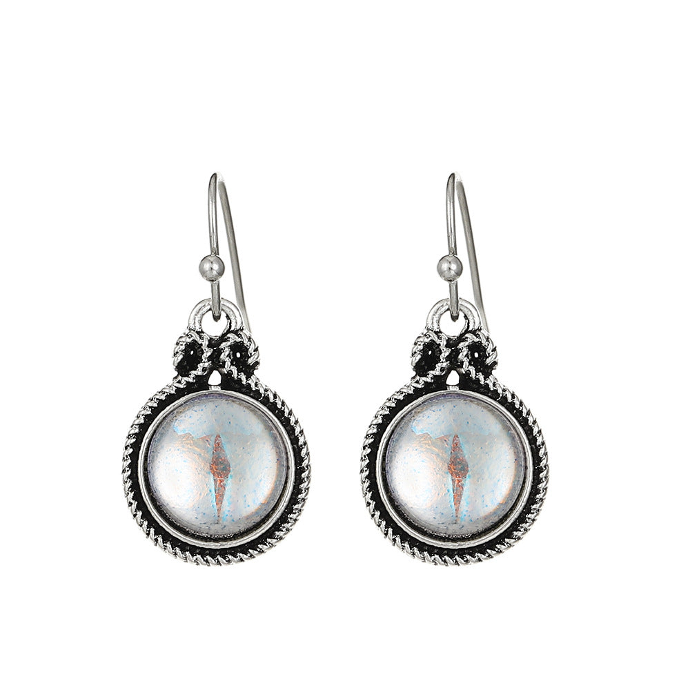 Love Turquoise Alloy Distressed Geometric Moonstone Earrings