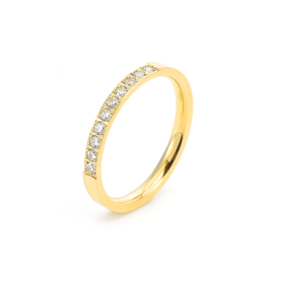 Style Light Luxury Titanium Steel Female Temperamental Minority Diamond Ring