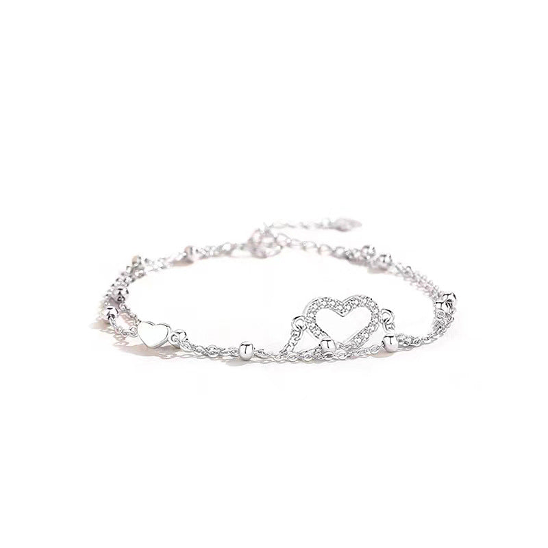 Style Double Layers Loving Heart Wild Heart-shaped Simple Graceful Bracelets