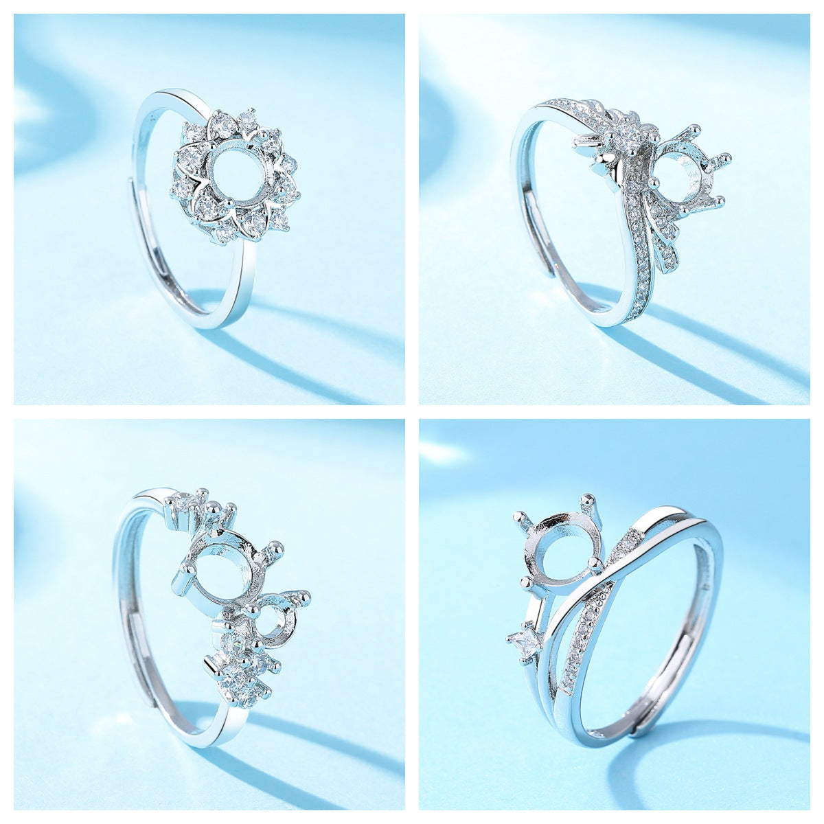 Women's Open Setting Empty Holder Inset More Sizes Imitation Rings