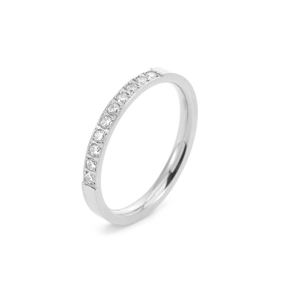 Style Light Luxury Titanium Steel Female Temperamental Minority Diamond Ring