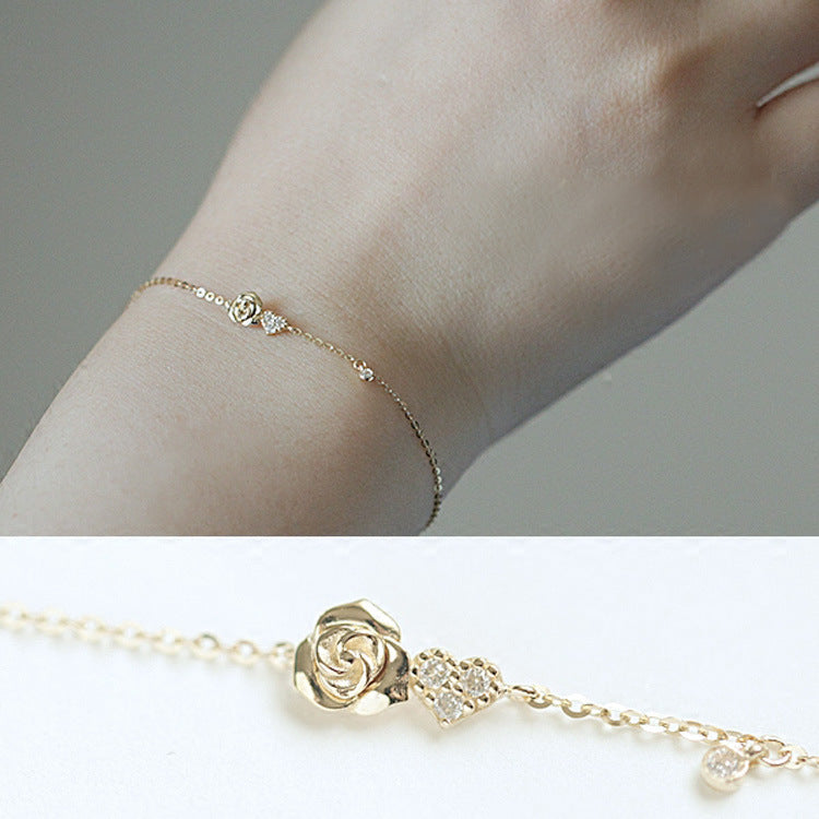 Women's Sier Gold-plated Romantic Rose Shape Love Bracelets