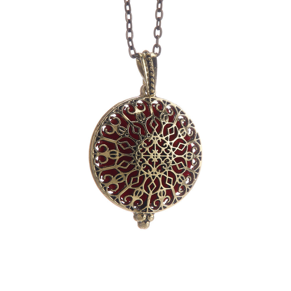 Hollow Lucky Tree Round Alloy Medal Charm Necklace