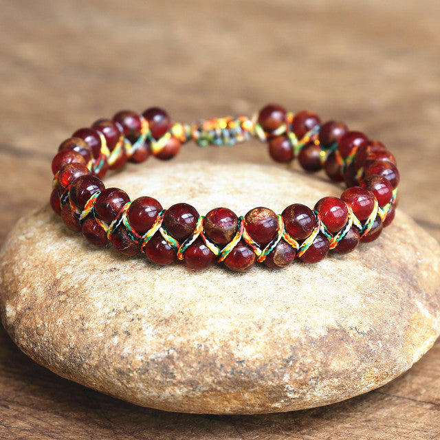 Comfortable Colorful Tigereye Ball Hand-woven Adjustable Bracelets