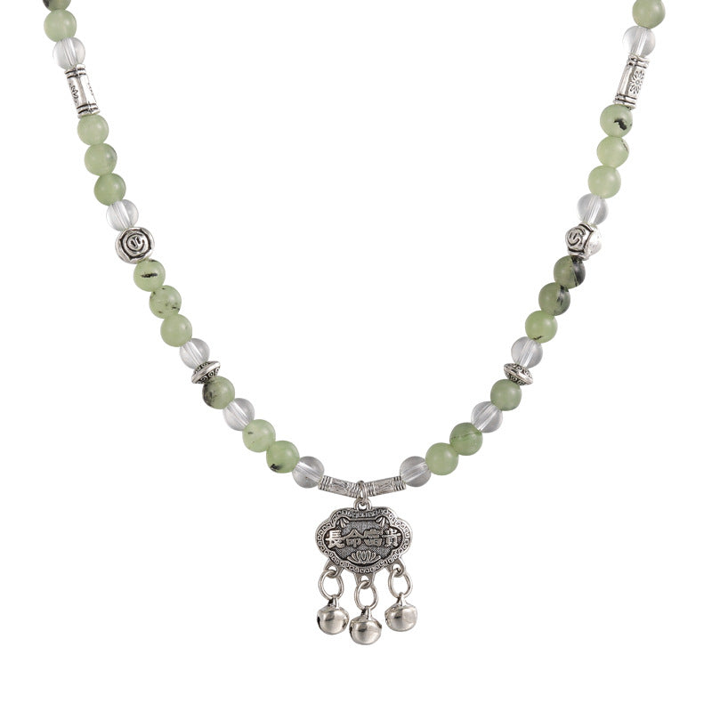 Beaded Jade Butterfly Safety Lock Temperament Necklaces