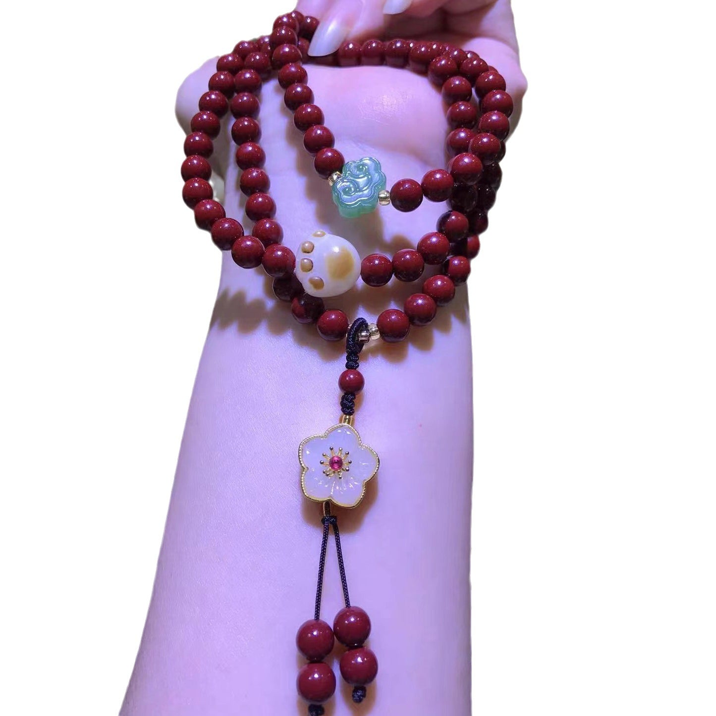 Women's Rosary Cinnabar Purple Gold Sand Beaded Bracelets