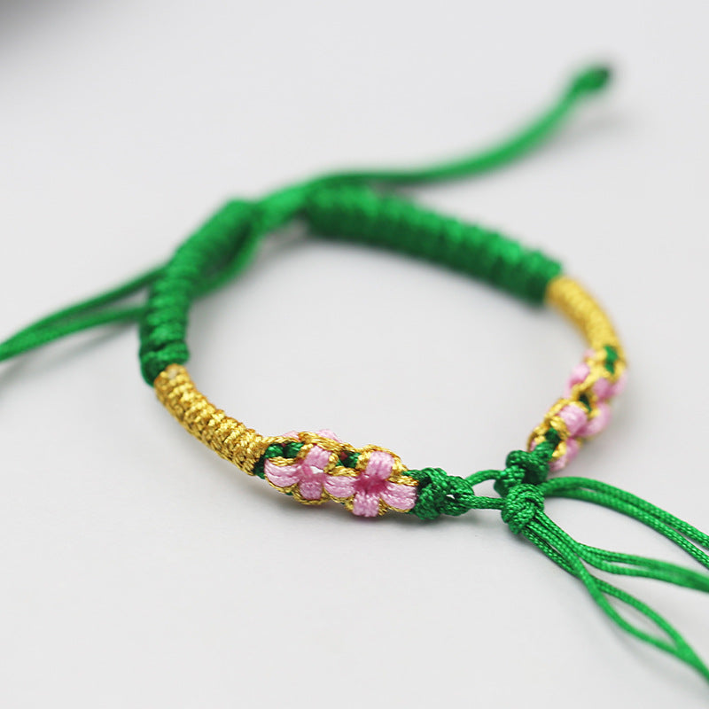 Bracelets en corde tressée avec nœud en fleur de pêche, sangle de transport exquise