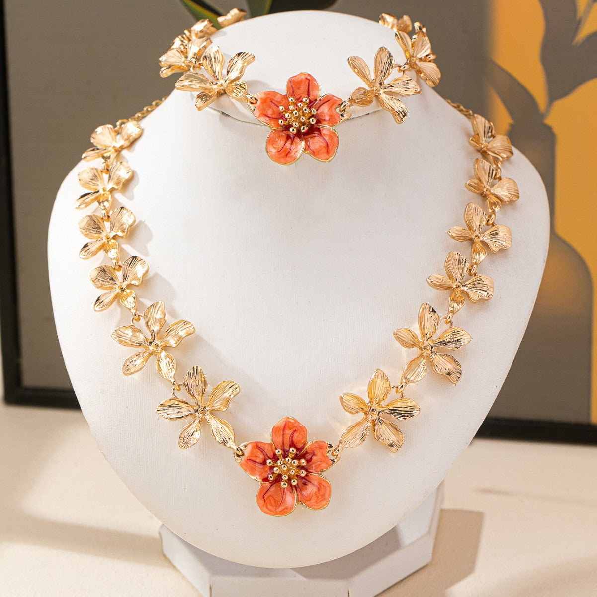 Women's Fashion Flower Special Interest Light Luxury Temperament Jewelry Set