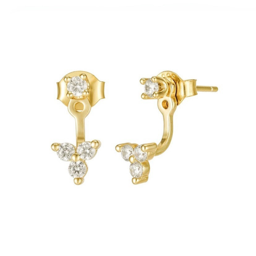 Women's Zircon Triangle Geometric Ear Hook Light Luxury Design Sense Stud Earrings