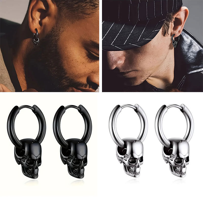 Exaggerated Personalized Zinc Alloy Skull Cold Wind Dark Hip Hop Earrings