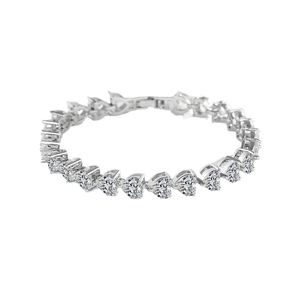 Women's Luxury Fashion Full Rhinestone Zircon Heart-shaped Bracelets