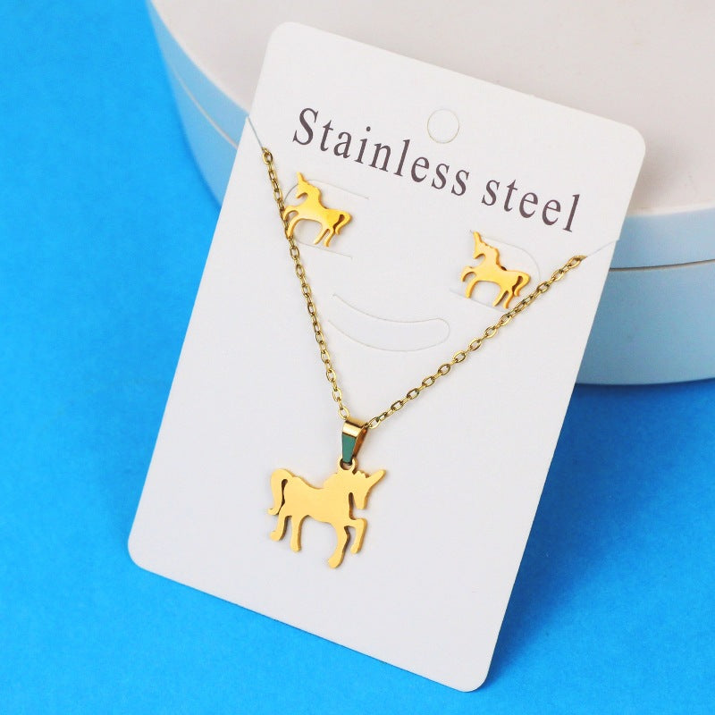 Butterfly Unicorn Sweet Personality Simple Stainless Steel Necklaces