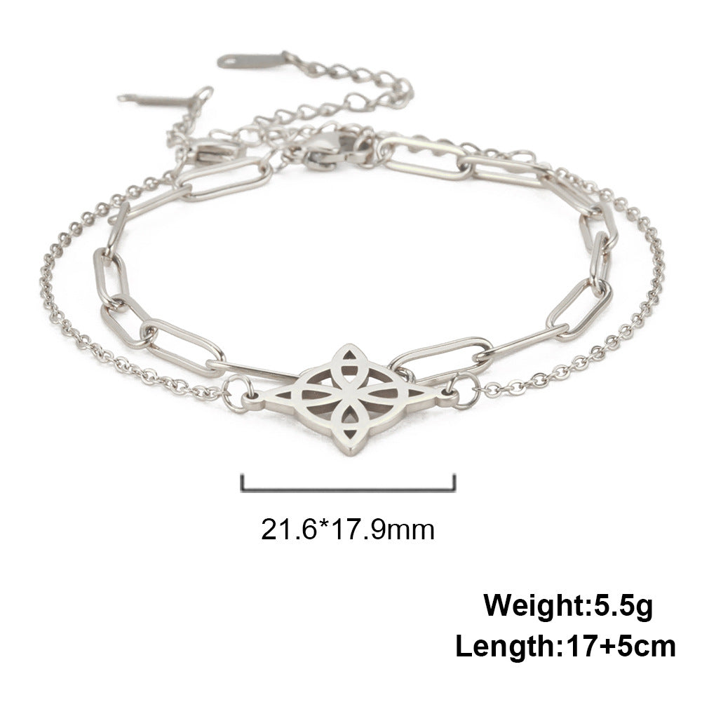 Style pendentif noeud de sorcière matériel bracelets en acier inoxydable