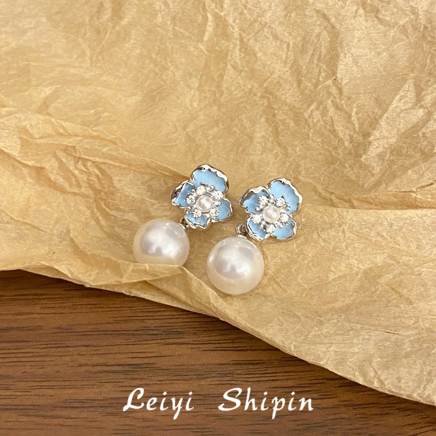 Drip Glazed Flower Imitation Pearl Small Delicate Light Luxury Stud Earrings