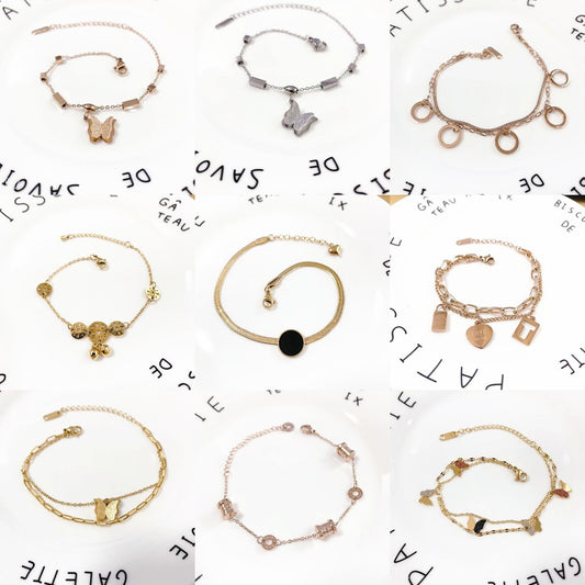 Bijoux à main simples pour femmes, Bracelets en titane or Rose