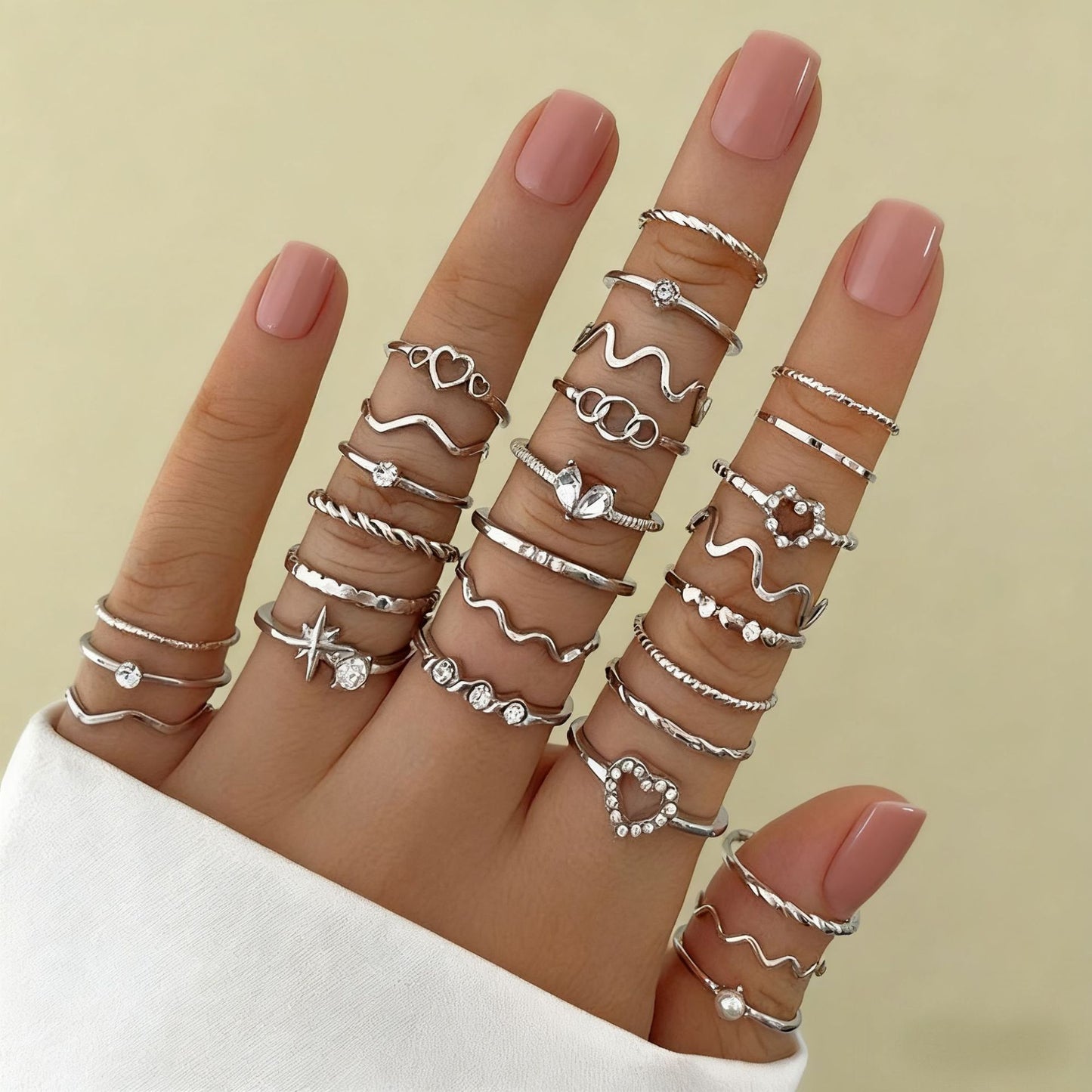 Women's Combined Fashion Liquid Lava Flower Irregular Rings