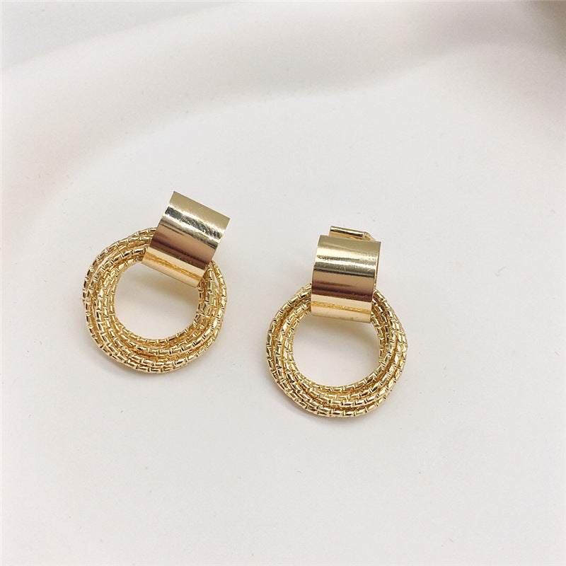 No Piercing Simple Thin Face Frosty Style Retro Geometric Earrings