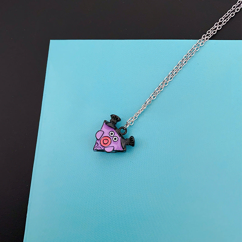 Ugly Pizza Magnetic Cartoon Fashion Senior Niche Necklace
