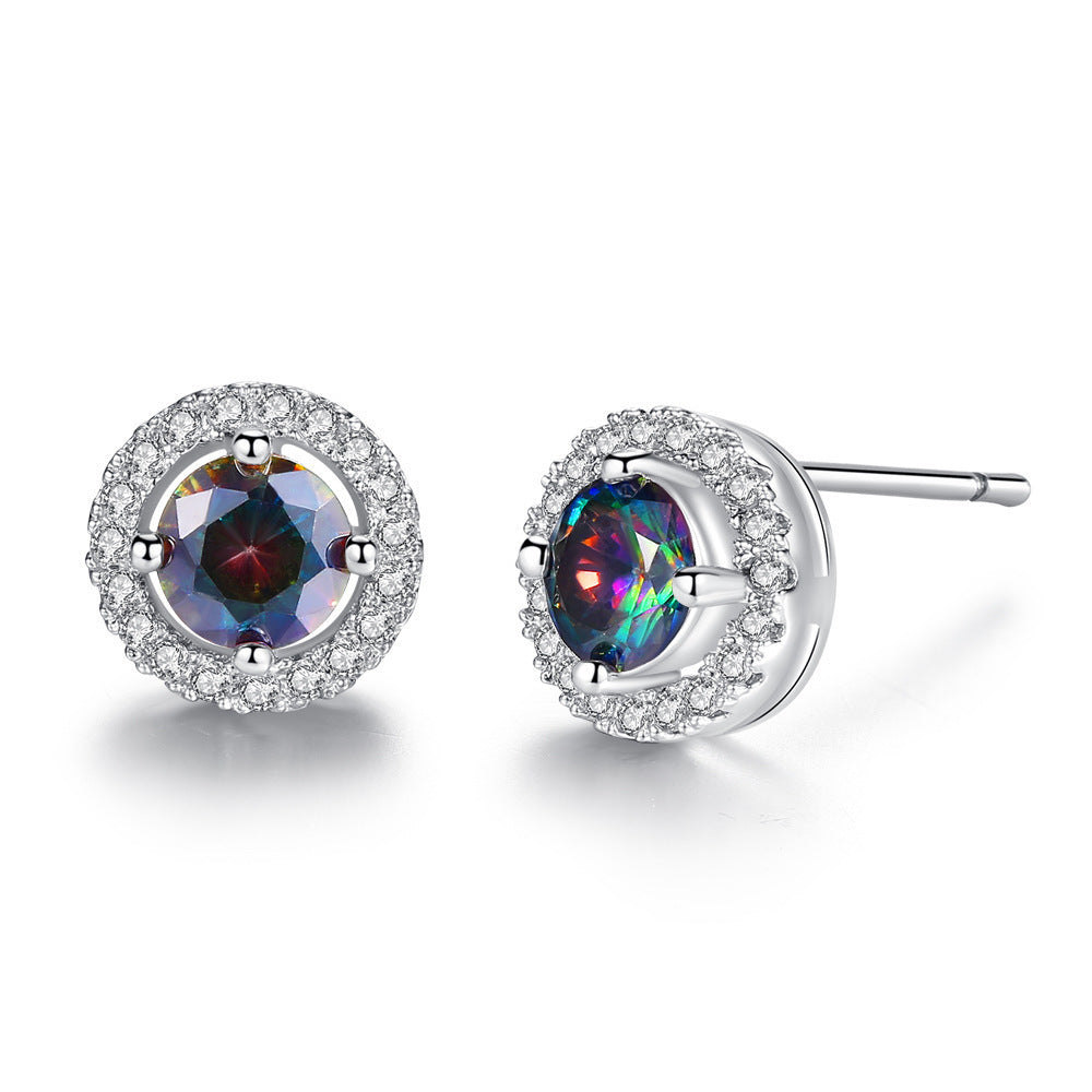 Korean Style Elegant Fashionable Colorful Zircon Earrings