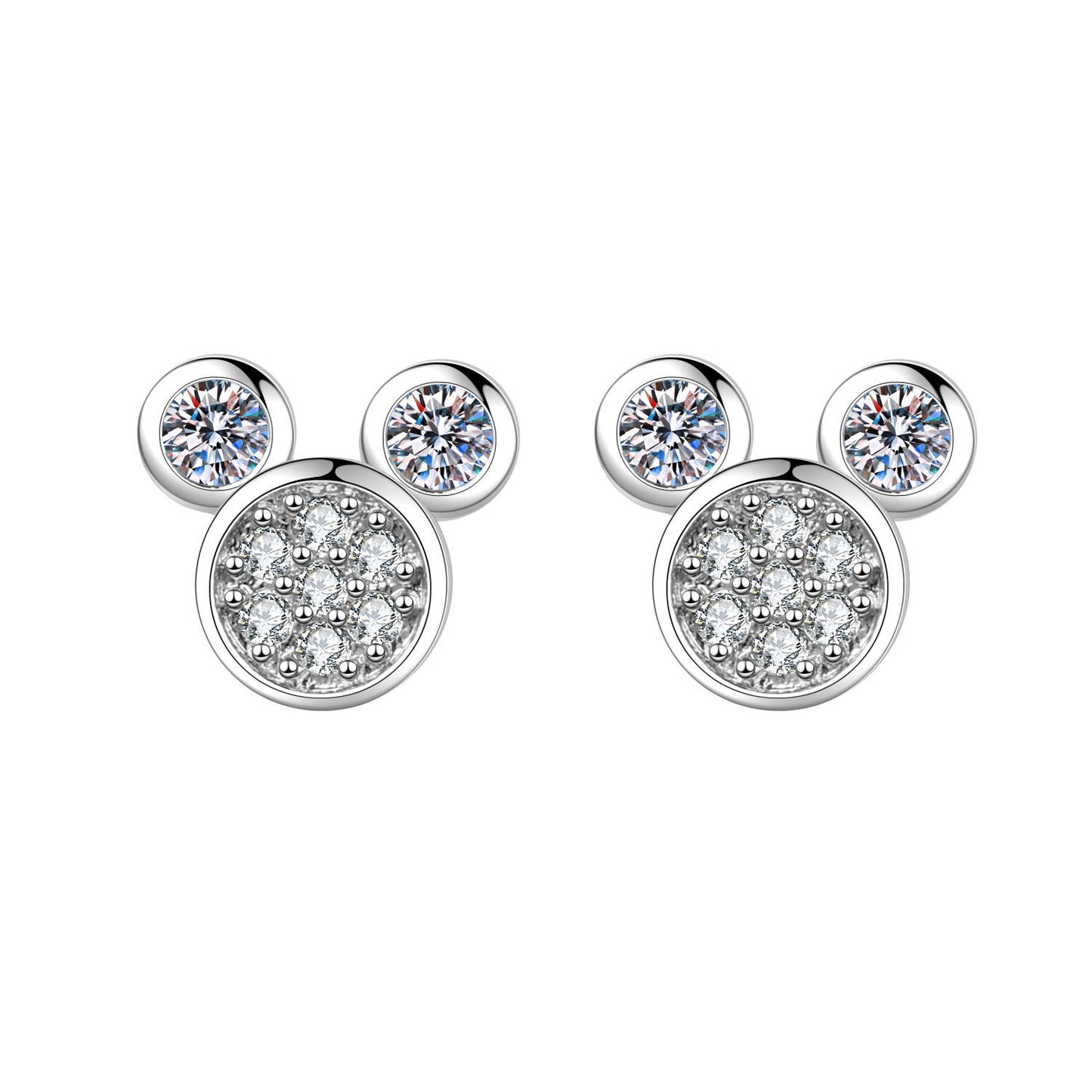 Boucles d'oreilles Mickey creuses Super Flash, conception de Niche en Zircon